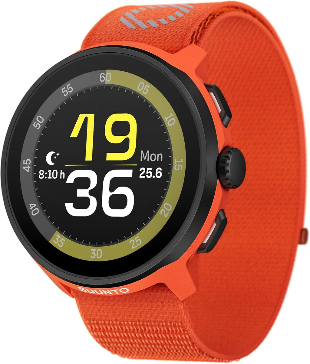 SUUNTO Run Sports Watch, 1.32' AMOLED Touchscreen w/Crown Button, 12D Battery Life, Dualband Accurate GPS, Wrist Heart-Rate & Sleep Health Tracking, 35g Lightweight & 4GB Offline Music, Coral Orange