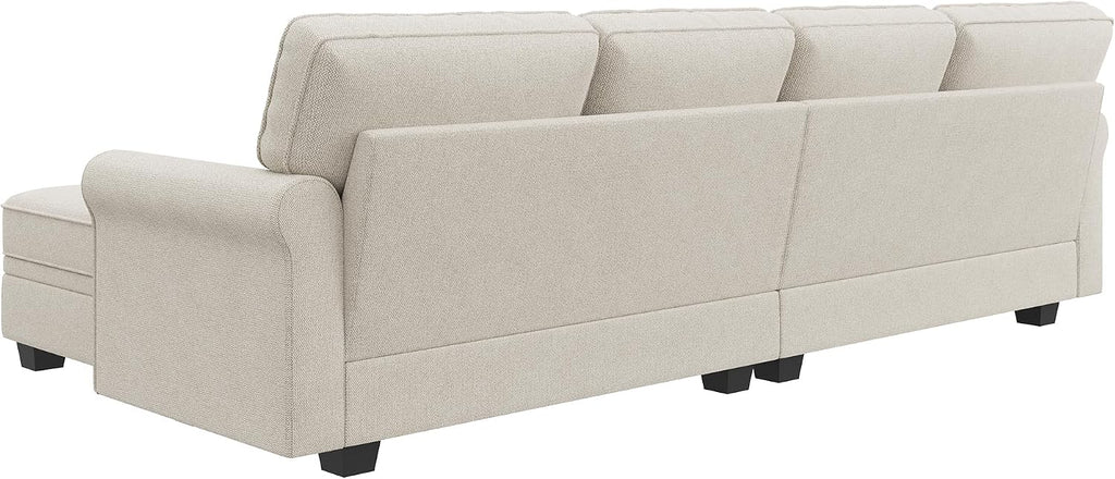 HONBAY Convertible Sectional Sofa with Storage U Shaped Sectional Couch with Reversible Chaise Small Sectional Couches for Living Room,Beige