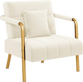 Yaheetech 30' W Modern Sofa Small Sofa Luxurious Velvet Fabric Couch with Gold-Tone Metal Arms and Legs for Living Room, Home Office, Studio Beige