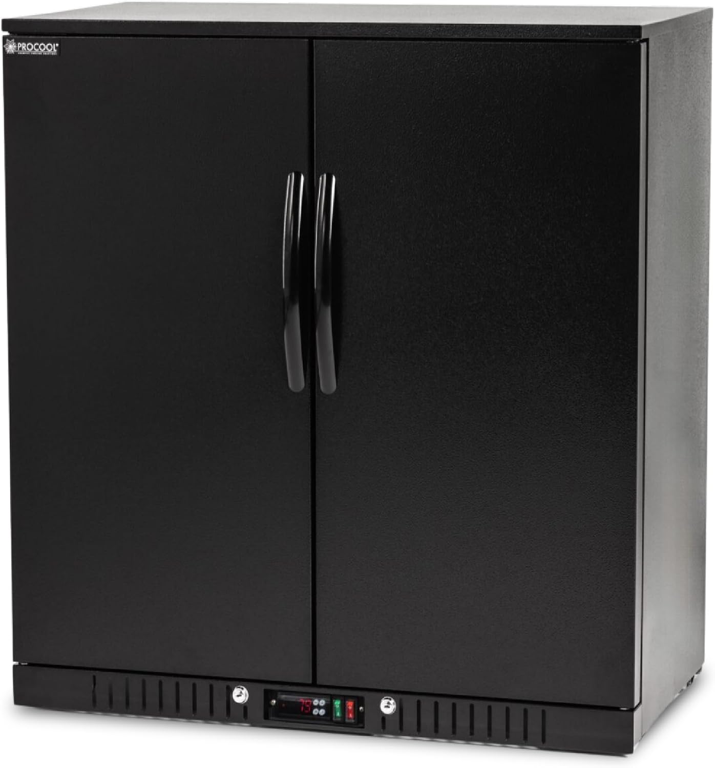 Procool 2-Door Counter Height Beverage Refrigerator - 36' Wide Energy Efficient Black Bar Fridge With LED Lighting - Commercial Back Bar Cooler
