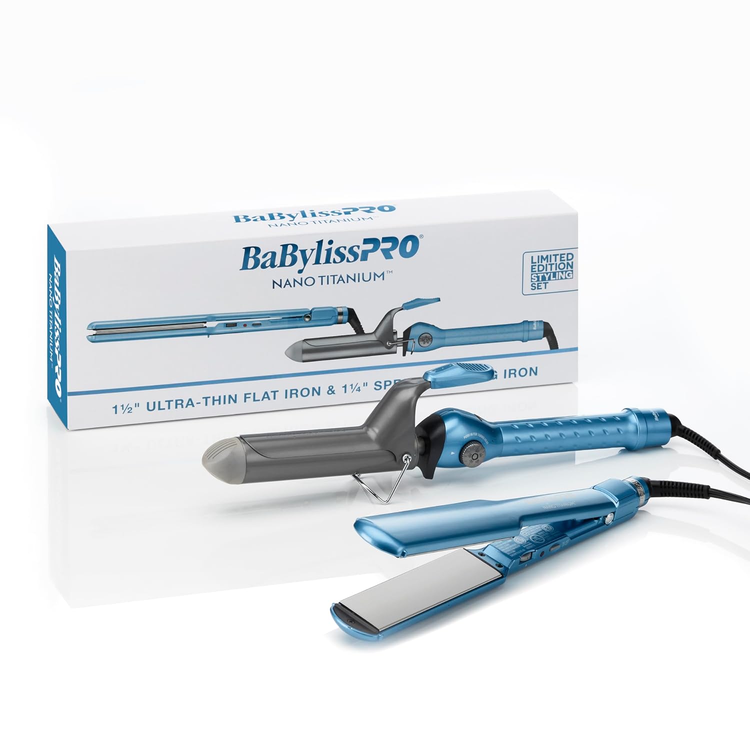 BabylissPRO Nano Titanium Ultra-Thin Hair Straightener, Professional Flat Iron, 5-Inch Extended Plates for Faster Straightening, for All Hair Types