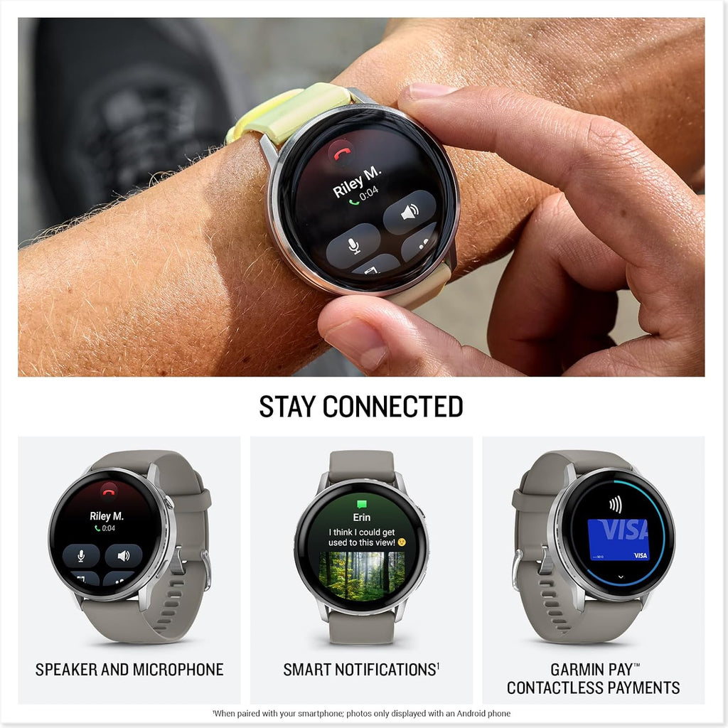Garmin Venu® 4, 45mm, Advanced Health and Fitness GPS Smartwatch, Bright and Colorful Display, Built-in Flashlight, 12 Days of Battery Life, Silver with Silver Gray Silicone Band