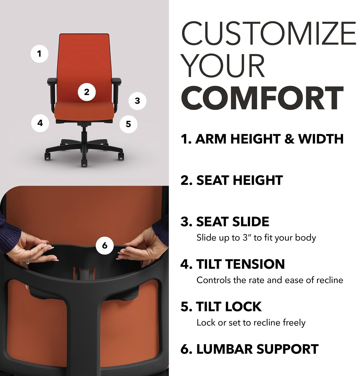 HON Ignition 2.0 Mid‑Back Ergonomic Office Chair, Mesh Task Seating with Lumbar Support, Advanced Synchro‑Tilt, Height and Width Adjustable Arms, Black Frame, Salamander