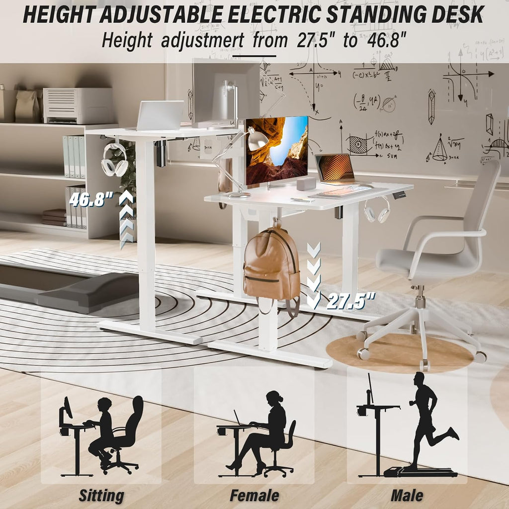 Kingant Standing Desk Height Adjustable Small Electric Stand Up Desks [40 x 24 Inch] - Ergonomic Sit Stand Desk Rising Desks for Home Office Computer Desk Workstation with Cable Management