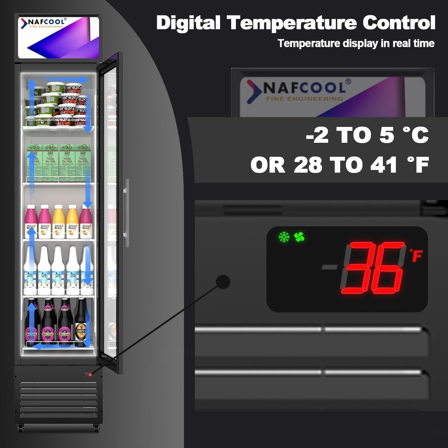 Commercial Beverage Refrigerator Display Fridge,7 Cu Ft Small Slims Single Glass Door Merchandiser Drink Cooler with LED Light Adjustable Shelves,ETL and NSF Approval