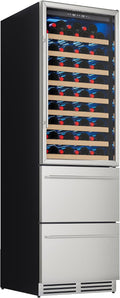 Albott 24 Inch Wine and Beverage Refrigerator, 2 In 1 Dual Zone 49 Bottle Wine Cooler 37–72℉ with Soft LED Light, Hold 108 Bottles and 150 Cans, Built-in or Freestanding Design for Home and Bar