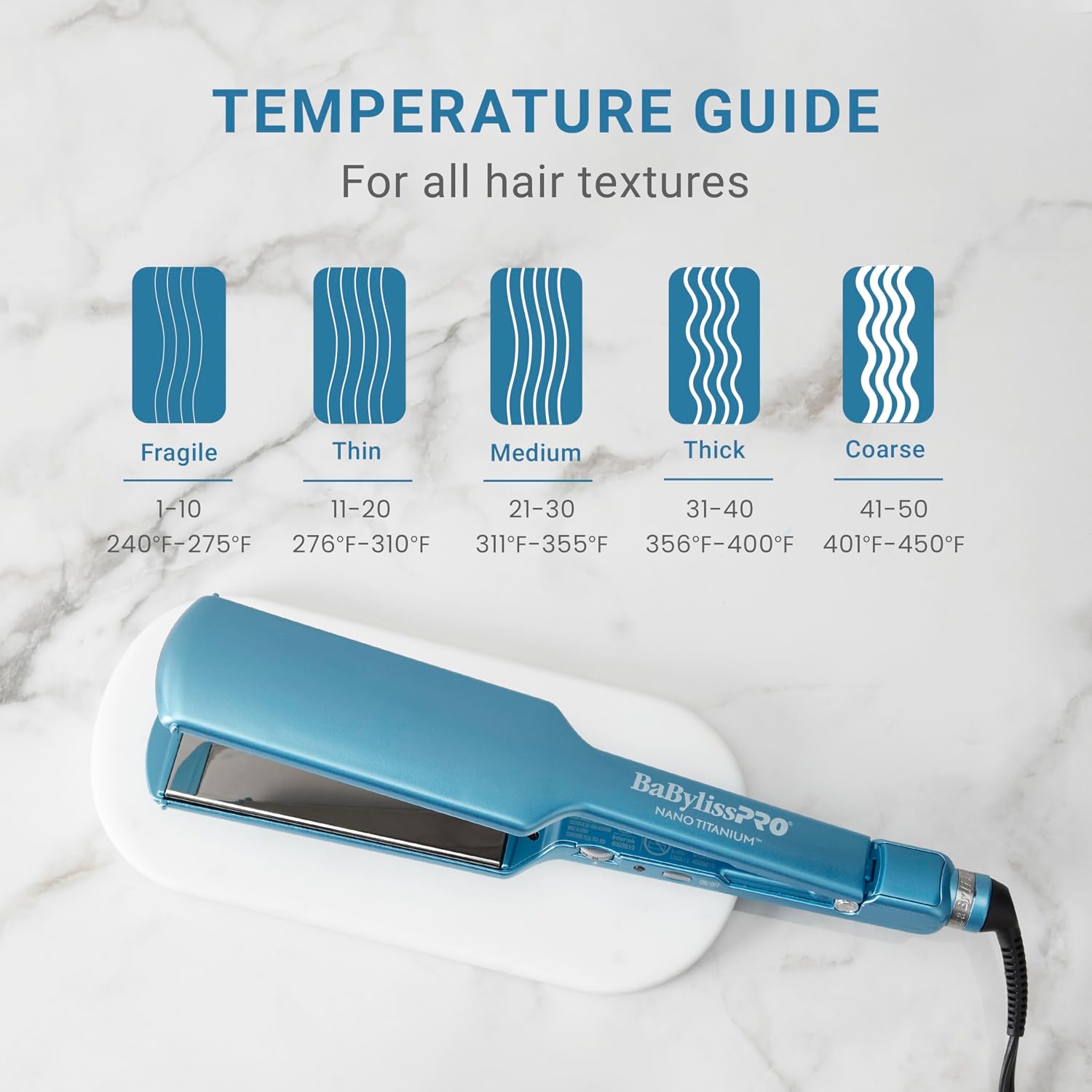 BabylissPRO Nano Titanium Ultra-Thin Hair Straightener, Professional Flat Iron, 5-Inch Extended Plates for Faster Straightening, for All Hair Types
