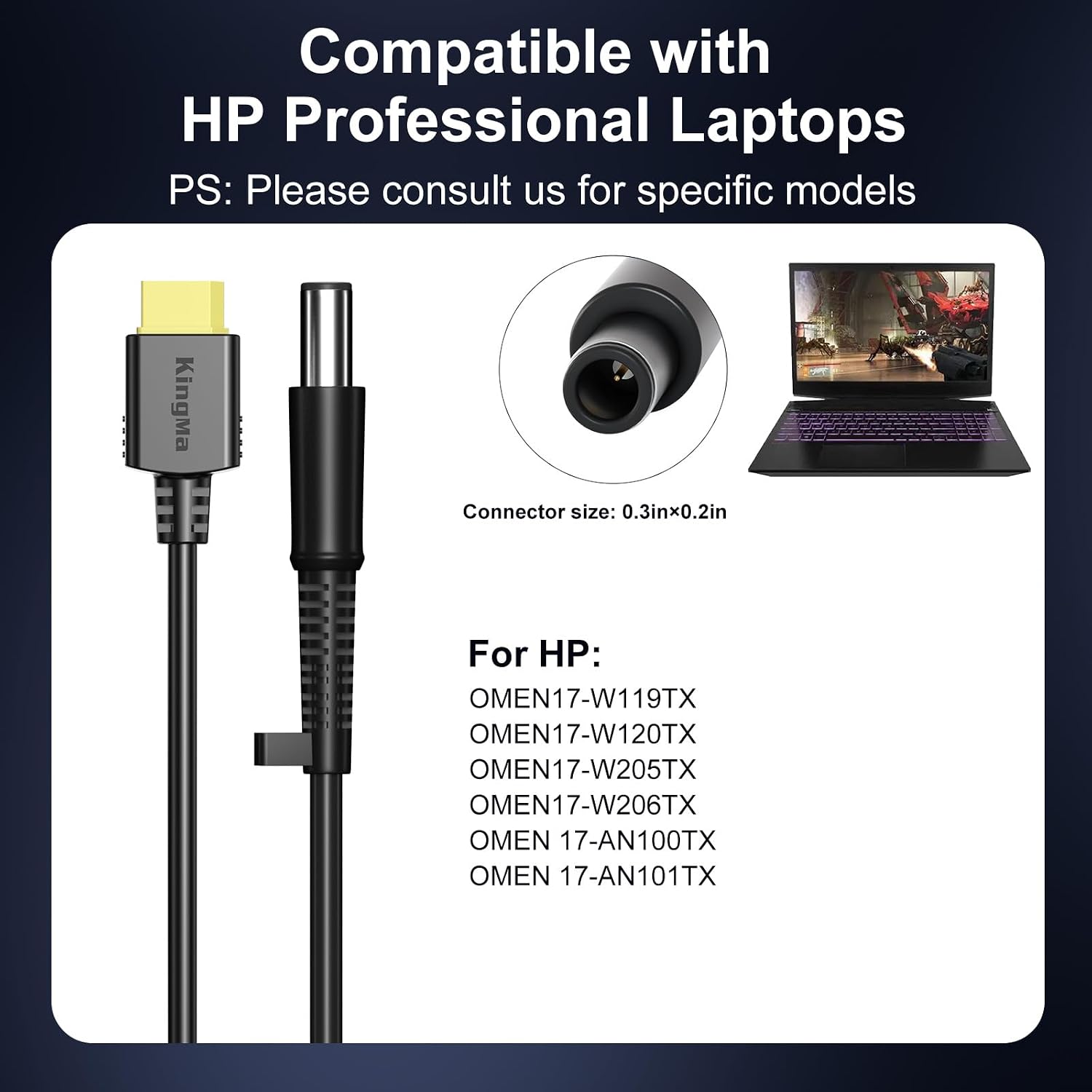 330W GaN Laptop Charger for HP OMEN17,XT60 Charger with 74-50mm Power Port，3-Port Portable Travel Adapter，PD 3.0 Fast Charging,Compatible with HP OMEN 17 W120TX/ W205TX/ W206TX/ AN100TX