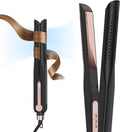 SKIMI Airflow Styler 2.0 Titanium Flat Iron Hair Straightener & Curling Wand, 96 Cool Air Vents for 48H Lasting Style, Dual Voltage for Travel & Home, Anti-Tangle, 5 Temps (Black & Blush).