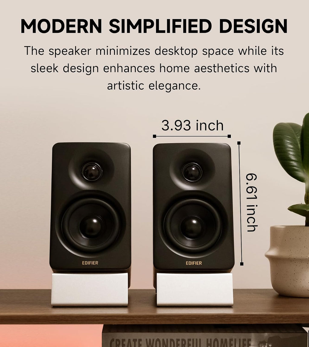 Edifier M60 Multimedia Speaker Bluetooth 5.3, 66W RMS, Hi-Res Audio & Hi-Res Wireless Audio, LDAC,3' Mid Bass & 1' Tweeter, USB-C & Aux Inputs, Compact Desktop Speaker – Classic Oak