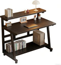 47.2 Inch Compact Rolling Computer Desk with Tier Worktable & Lockable Wheels, Small Computer Desk, Small Desk for Bedroom, Mobile Writing Workstation Easy Assembly for Home Office Small Spaces