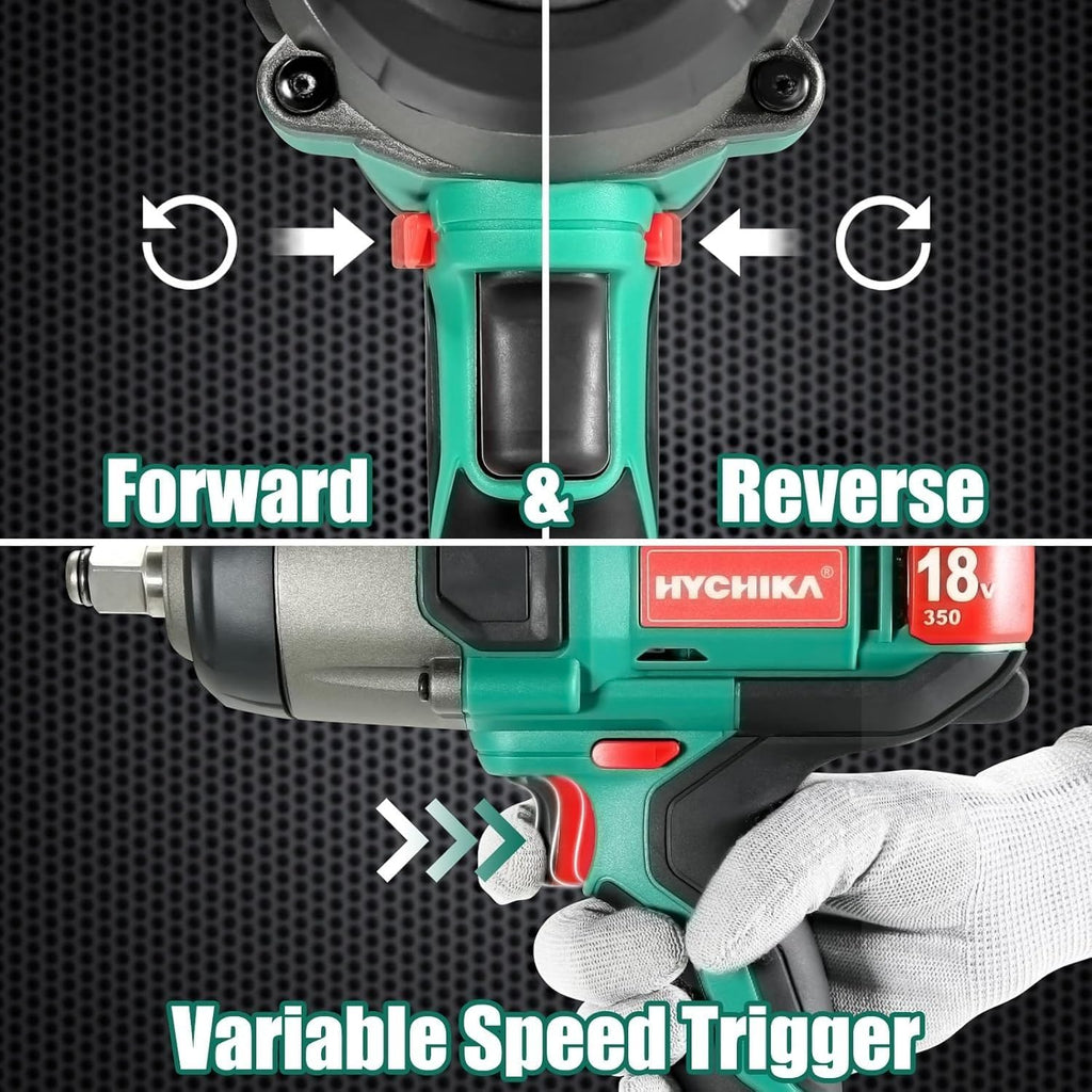 HYCHIKA 18 V Max Cordless Impact Wrench, Cordless Hammer Drill Driver 18V, 2-Tool Power Tool Combo Kit