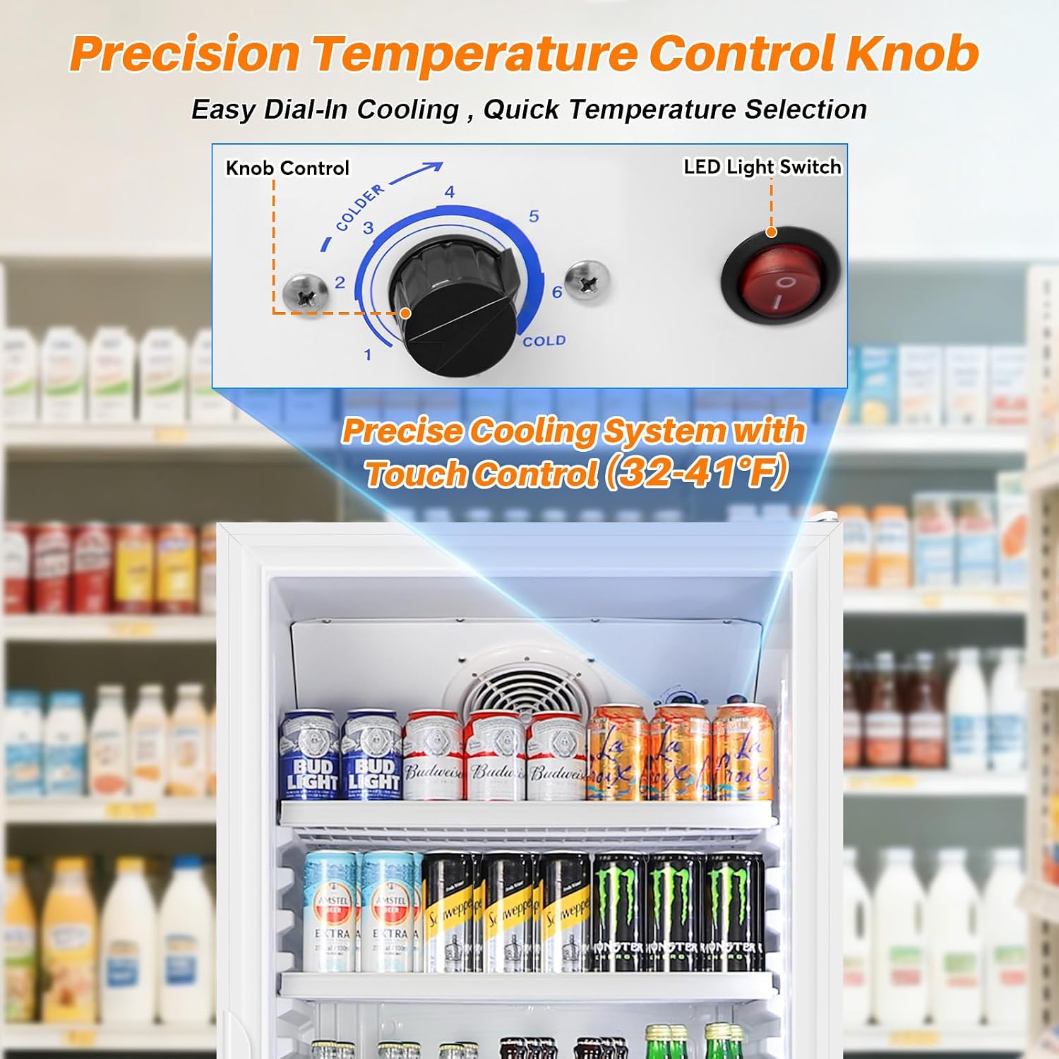 Velivi Commercial Beverage Refrigerator, 24.5' Glass Door Display Fridge, 15 Cu.Ft Beverage Cooler with 5 Adjustable Shelves, Auto Rebound Door, Low Noise, for Shops, Restaurants & Bars WHITE