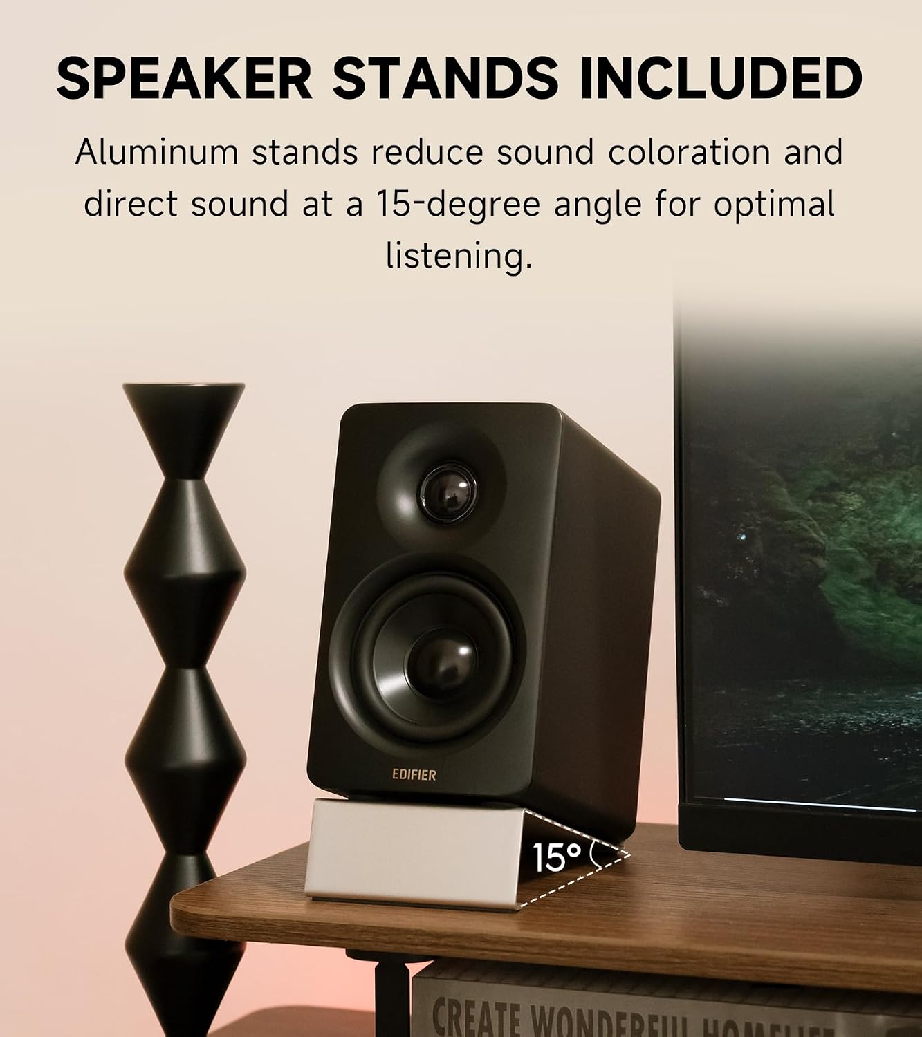 Edifier M60 Multimedia Speaker Bluetooth 5.3, 66W RMS, Hi-Res Audio & Hi-Res Wireless Audio, LDAC,3' Mid Bass & 1' Tweeter, USB-C & Aux Inputs, Compact Desktop Speaker – Black