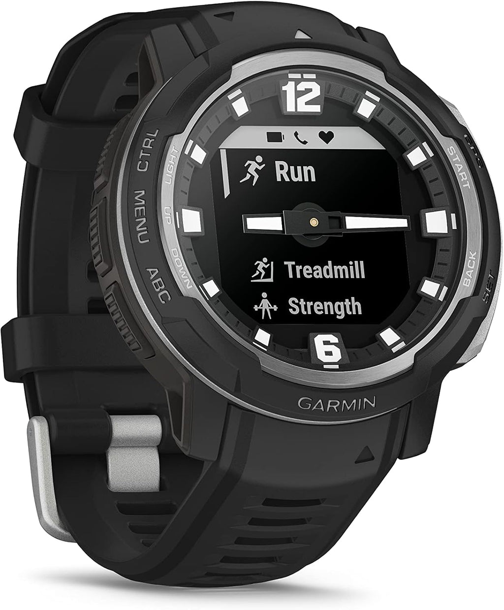 Garmin Instinct Crossover, Rugged Hybrid Multisport GPS Smartwatch, Black | Heart Rate Monitor, Analog Hands and Digital Display, Up to 28 Day Battery Life with Signature Series Charging Bundle