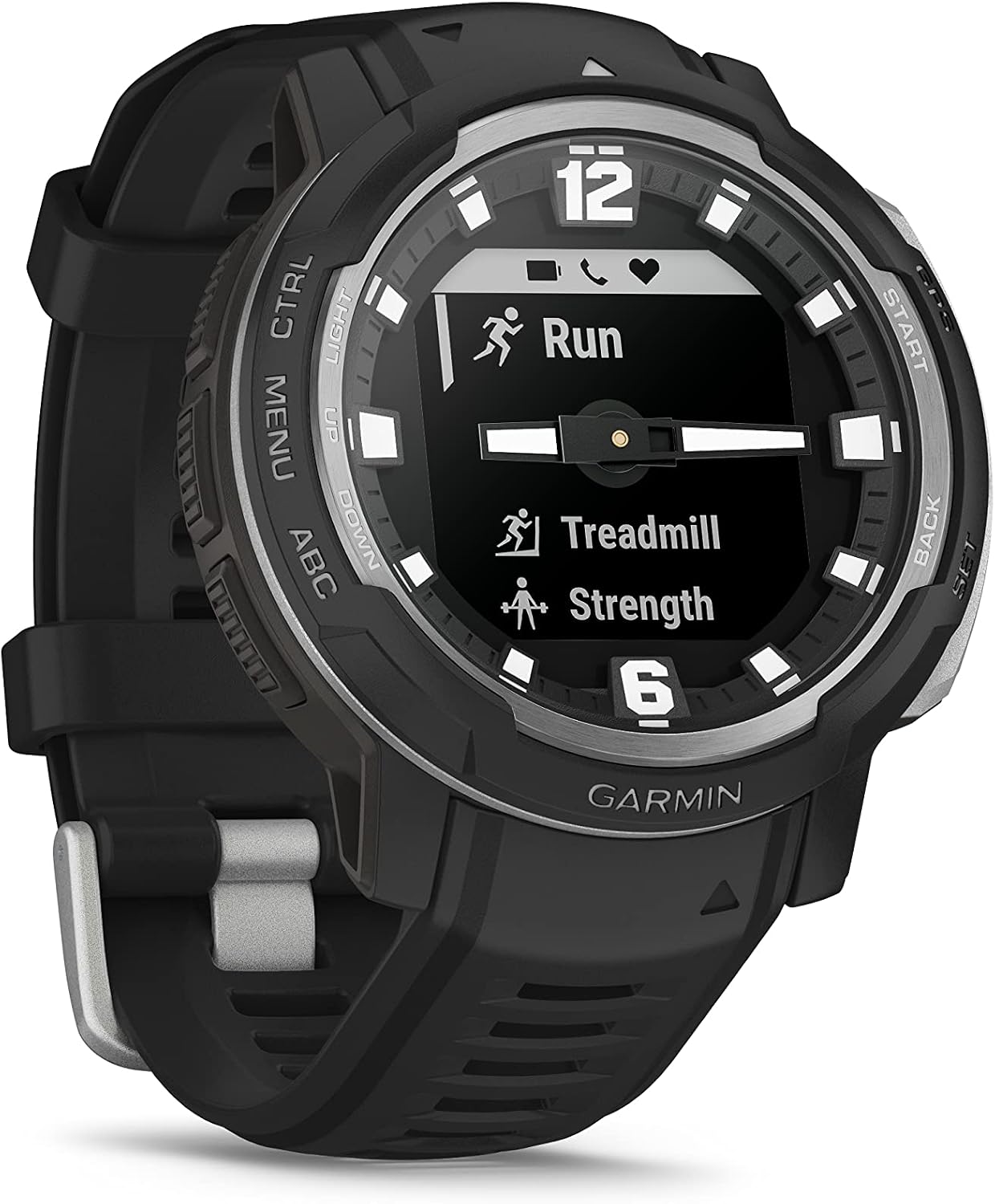 Garmin Instinct Crossover, Rugged Hybrid Multisport GPS Smartwatch, Black | Heart Rate Monitor, Analog Hands and Digital Display, Up to 28 Day Battery Life with Signature Series Charging Bundle