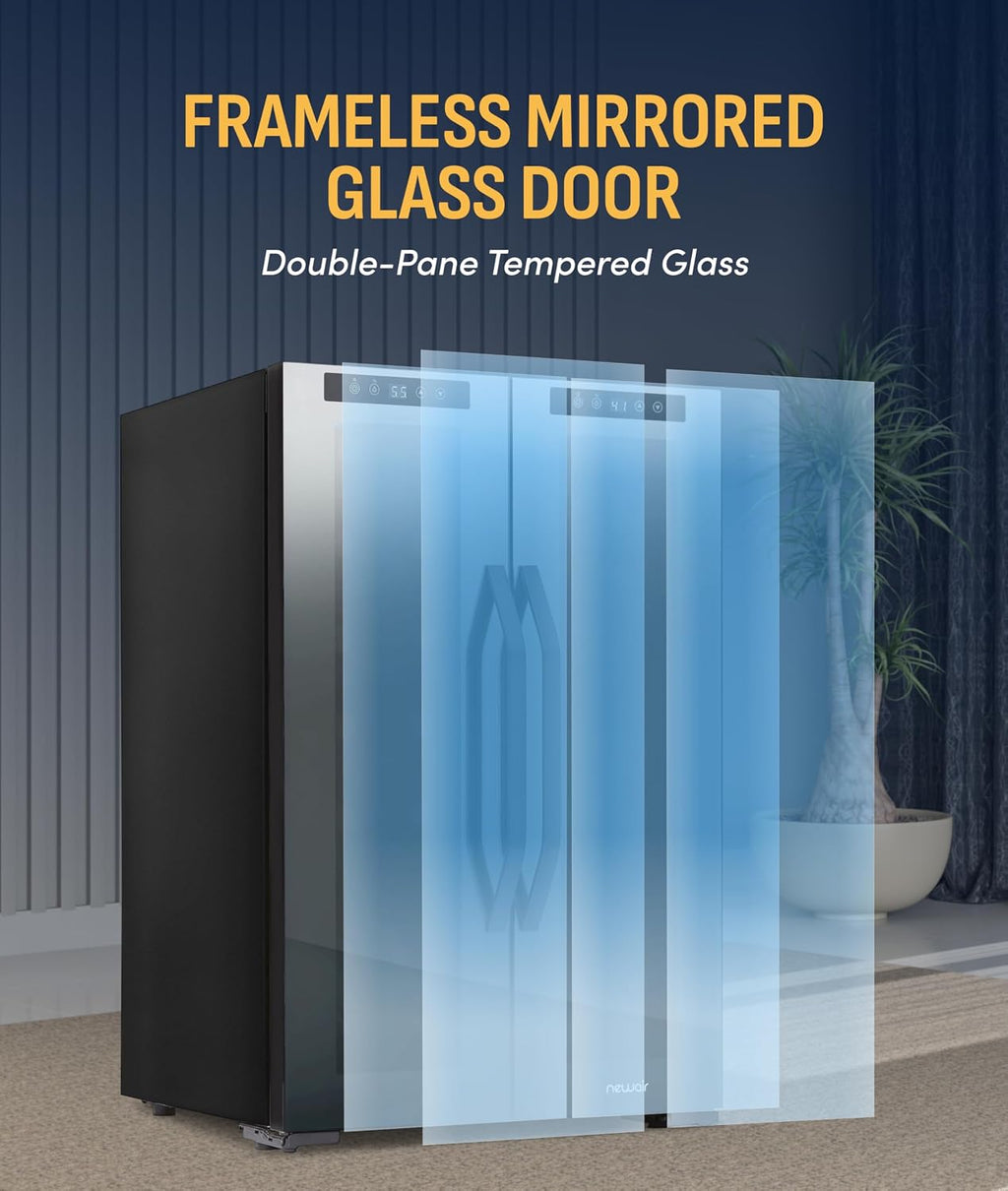 NewAir 20' Dual Zone Beverage Refrigerator & Wine Cooler for 12 Bottles & 39 Cans | Freestanding or Built-In Under Counter Mini Fridge for Beer, Wine and Soda | Black