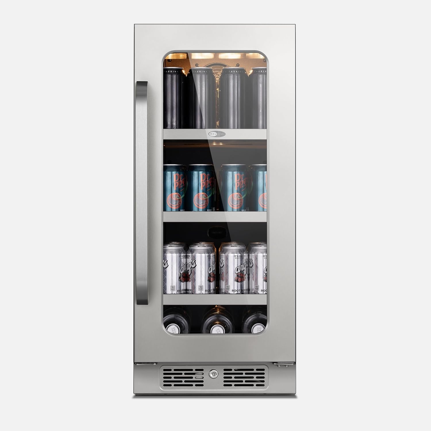 Whynter BSR-080SB 15 inch Built-ln 80 Cans Undercounter Stainless Steel Beverage Fridge with Reversible Door, Digital Control, Lock, and Carbon Filter