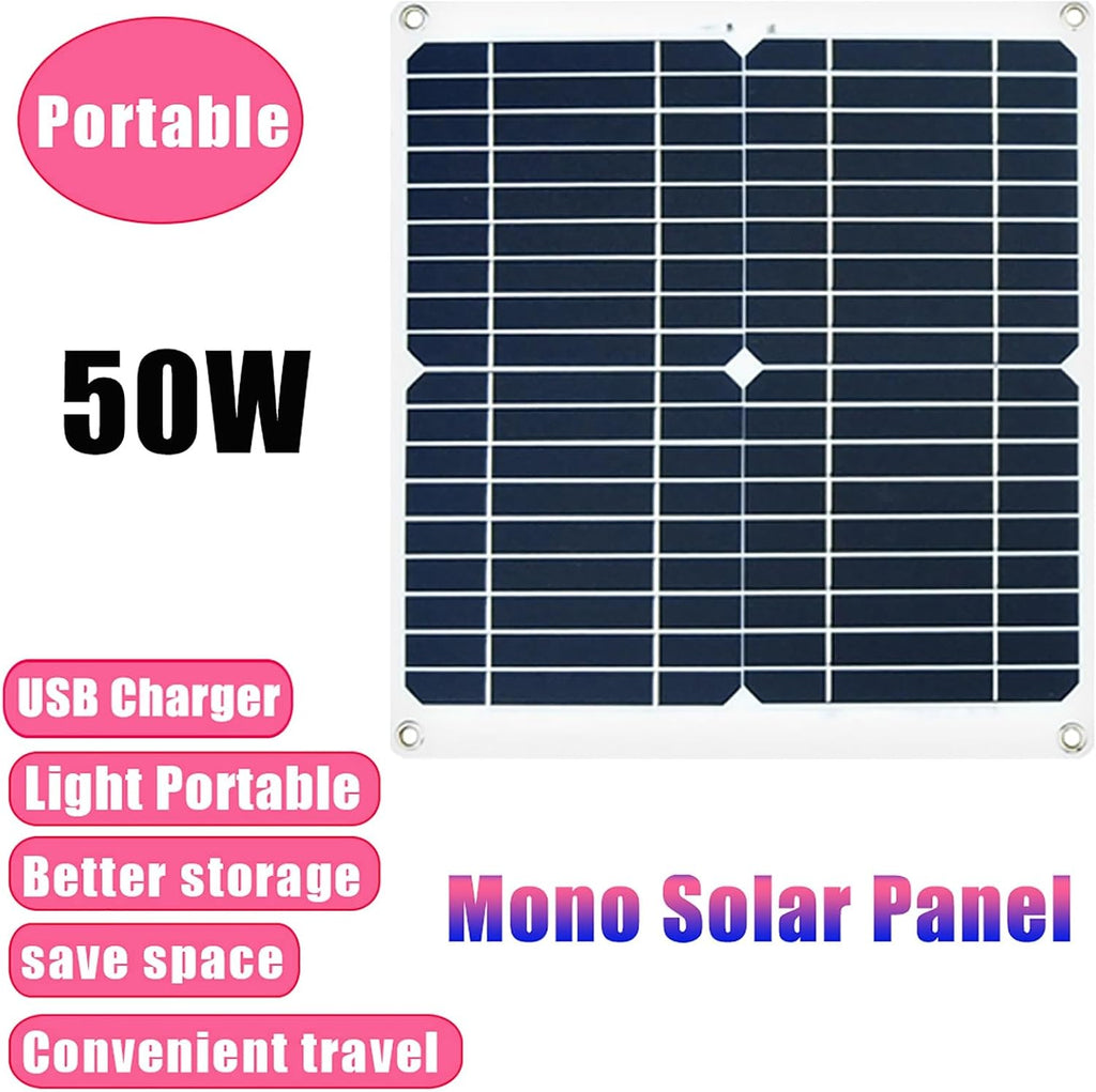 3000w Solar Inverter Combination, 50w Solar Panel Power Generation, DC12V-AC110V/220V car Power Inverter, USB Fast Charging Solar Power Generation System(Black,12V-110V)