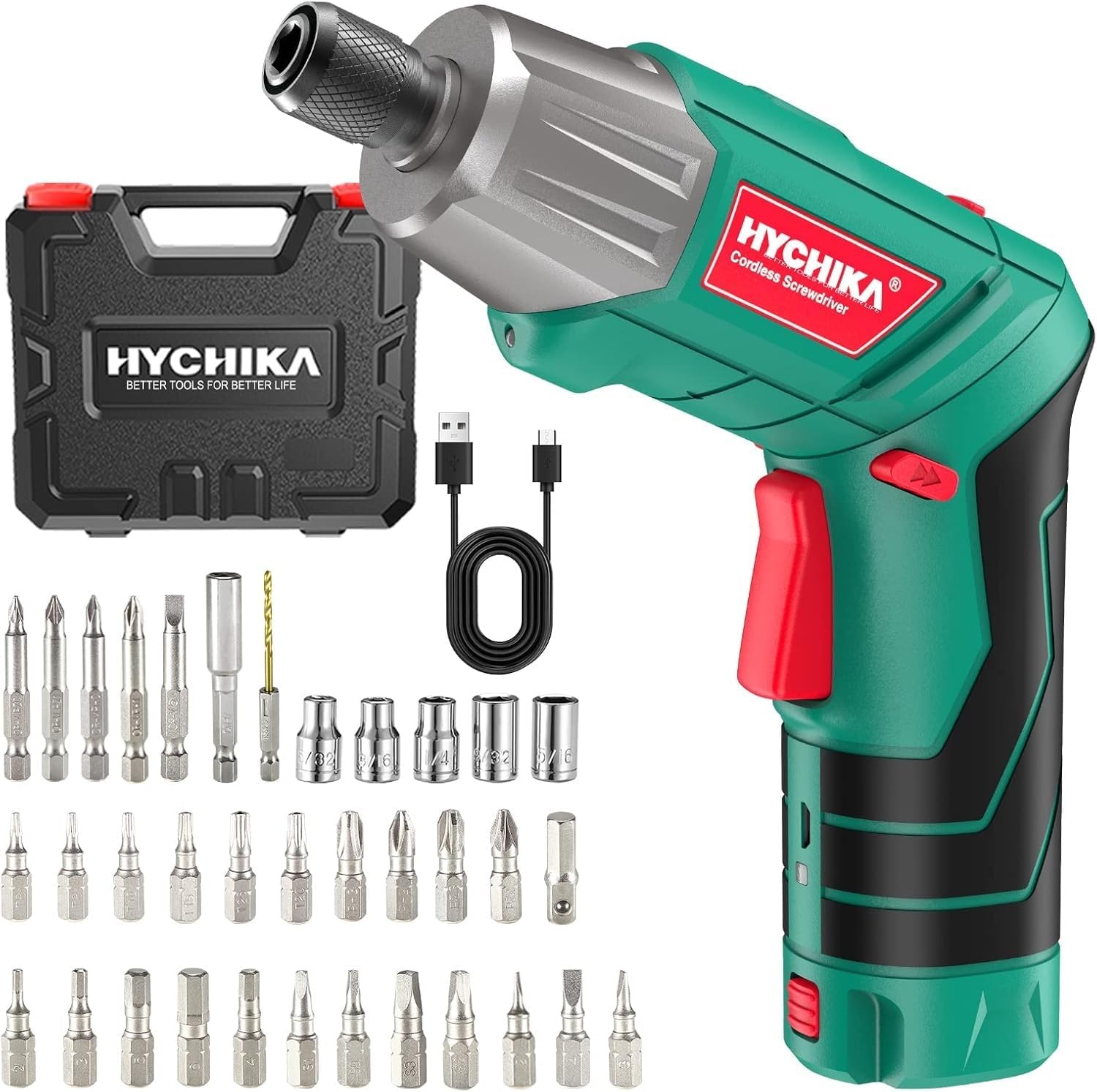 HYCHIKA Power Tool Combo Kit, Heat Gun,Impact Wrench,Drill Driver,Electric Screwdriver,Orbital Sander, Rotary Tool,Mini Circular Saw，Reciprocating Saw,Jig Saw,50W LED Work Light,10-Tool Power Tool Set