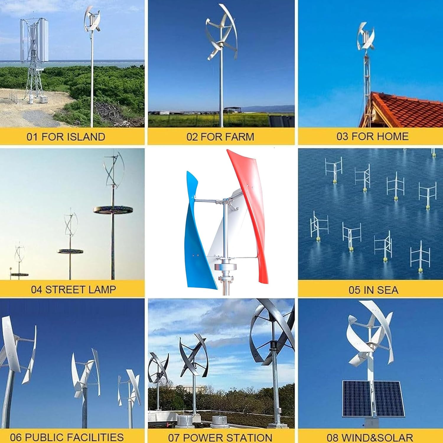 Wind Turbine, 12v 24v 3000w Noiseless Vertical Small Free Energy Wind Generator Home Portable Vertical Wind Turbine,24V