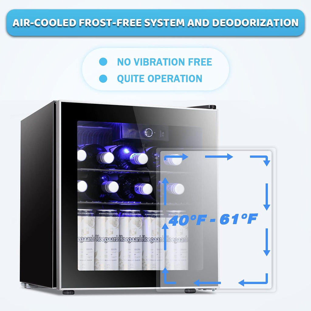Antarctic Star Mini Fridge Cooler - 60 Can Beverage Refrigerator Glass Door for Beer Soda Wine – Glass Door Small Drink Dispenser Clear Front Removable for Home, Office Bar (1.6cu.ft)