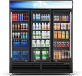 Commercial Beverage Refrigerator 56 Cu Ft, Commercial Display Fridge with Glass Door, Upright Merchandiser Refrigerator Cooler with Front LED Light for Stores, Restaurant, Office