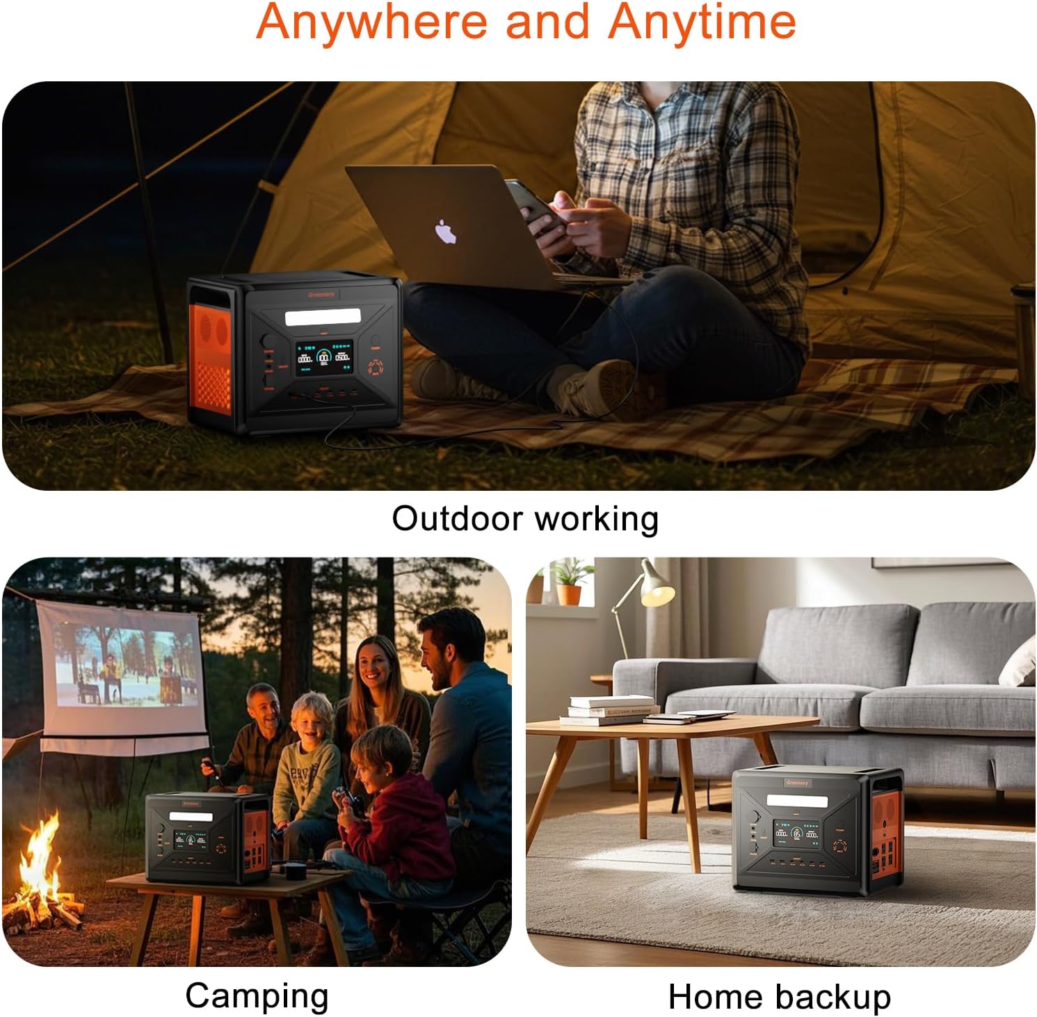 Greenery 2500W/2304Wh Portable Power Station, Solar Generator with 2x200W Solar Panel, Large Capacity Power Supply, BMS Emergency Power Station for Home Backup, Camping, Outdoor Battery Backup