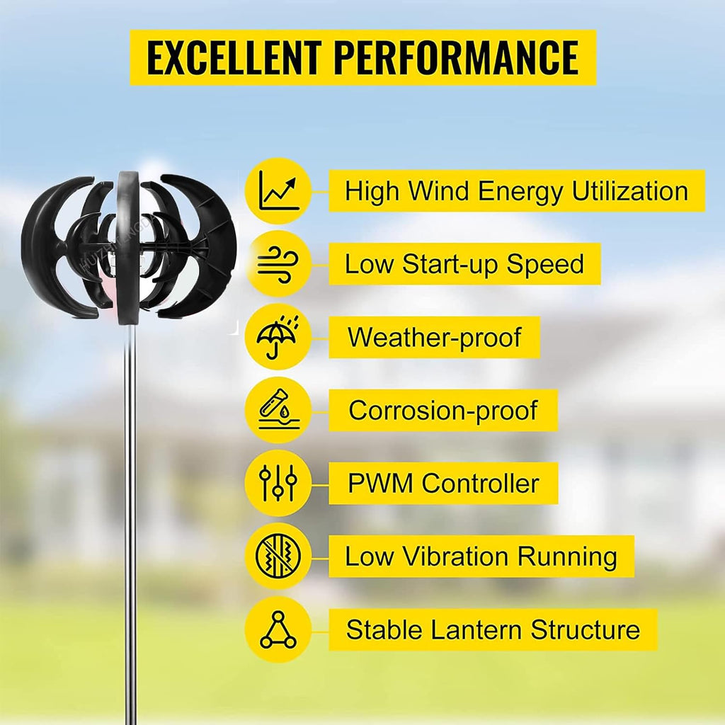 2000W-3000W Vertical Wind Turbine Generator, 3 Phase 5 Blades Home Use Wind Turbine Low Noise for Garden Home,with Controller(12V-220V)