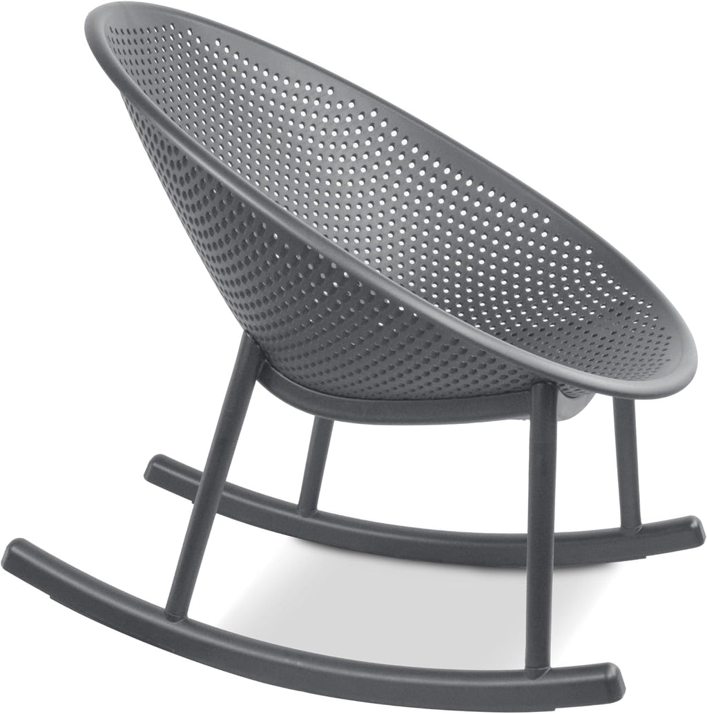 2xhome Patio Rocking Chair | Oval Egg Shaped Lounge Rocker | All Weather Plastic | Modern Accent Side Chair for Indoor or Outdoor Use, Gray, Single, Set of 1