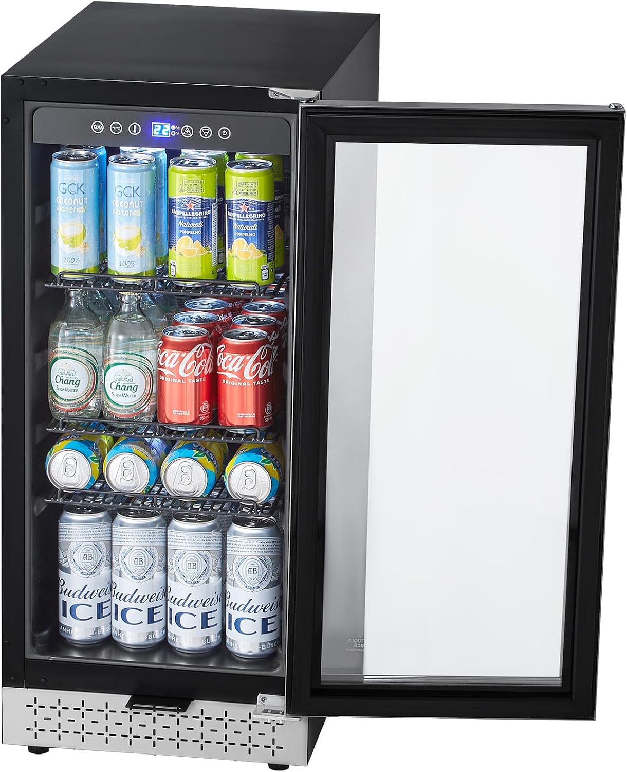 VEVOR Beverage Refrigerator Cooler, 88 Can Beverage Fridge, Mini Fridge with Glass Door, Adjustable Shelves, Digital Temperature Control, Built-in or Freestanding Soda Beer Fridge for Home Office Bar