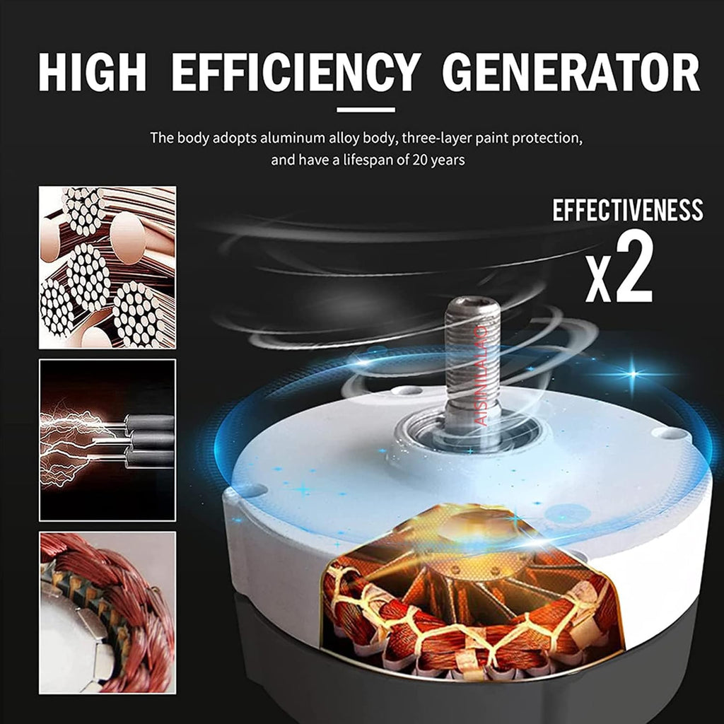 Portable Vertical Axis Wind Turbine Kit, 3000W 48V AC Wind Turbine Generator Kit Kit with Controller Suitable for Outdoor Power Generation in Factories(220V)