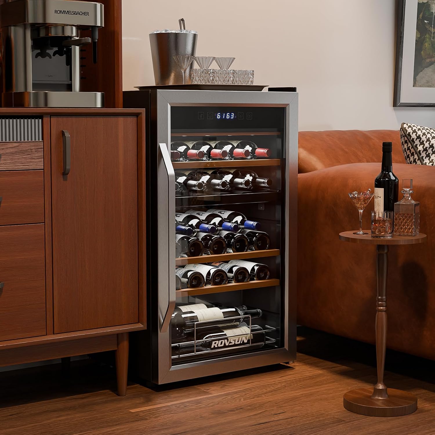 Bonnlo 33 Bottle Dual Zone Wine Cooler Refrigerator, 41°F-64°F Freestanding Compressor Wine Chiller, Beverage Wine Fridge with Digital Temp Control & Glass Door for Red White Wine, Champagne, Beer