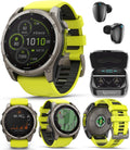 Garmin Fenix 8 – 51 mm, Solar, Sapphire Amp Yellow/Graphite Silicone GPS Smartwatch Black Earbuds Bundle