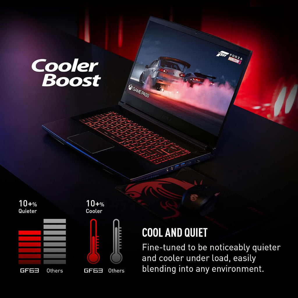 MSI Thin GF63 15.6' 144Hz Gaming Laptop: 12th Gen Intel Core i7, NVIDIA GeForce RTX 4050, 16GB DDR4, 512GB NVMe SSD, Type-C, Cooler Boost 5, Win11 Home: Black 12VE-066US (Renewed)