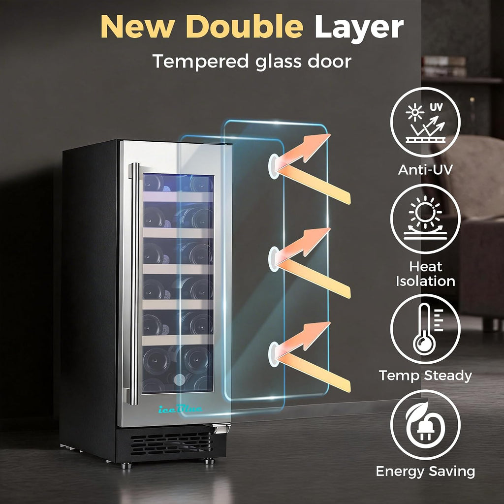 Iceblue Wine Fridge, 20 Bottles Wine Cooler Refrigerator, 41℉-72℉ Adjust Temperature Mini Fridge, Built-in Wine Refrigerator, Freestanding Beverage Refrigerator for Home, Office, Bar, Gift (Silver)