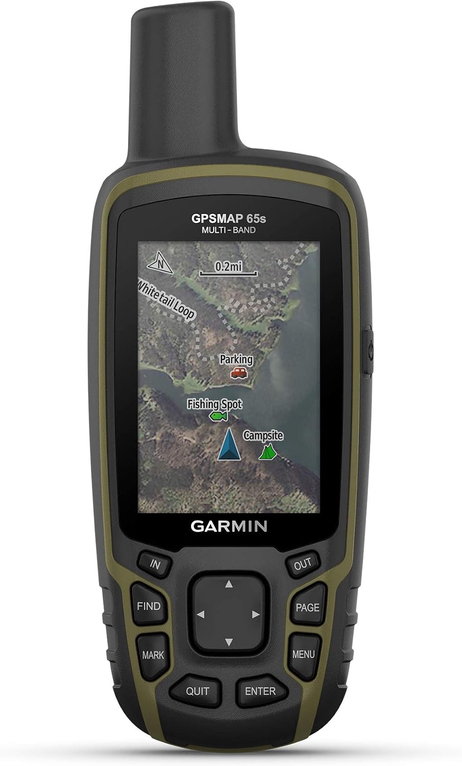 Garmin GPSMAP 65s, Button-Operated Handheld with Altimeter and Compass, Expanded Satellite Support and Multi-Band Technology, 2.6' Color Display