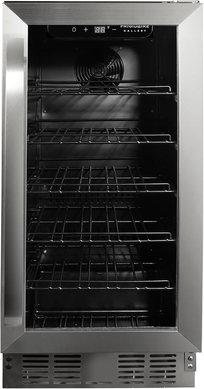 Frigidaire Gallery, 22.5' Wide Beverage Cooler, 30-Bottles Stainless Steel, with Lock, Tempered Glass Door, Frost Free, Glass Door, Stainless Steel, Built-in