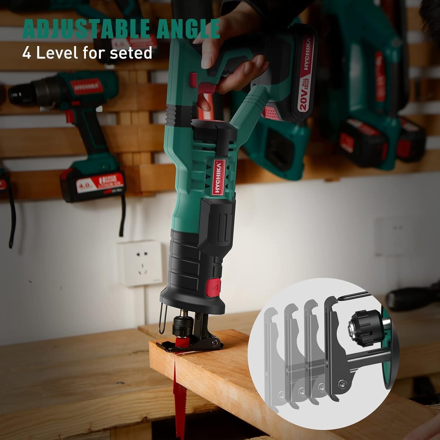 HYCHIKA 6.2A Mini Circular Saw with 3 Blades, Reciprocating Saw, 30W LED Work Light, 3-Tool Power Tool Set Combo Kit