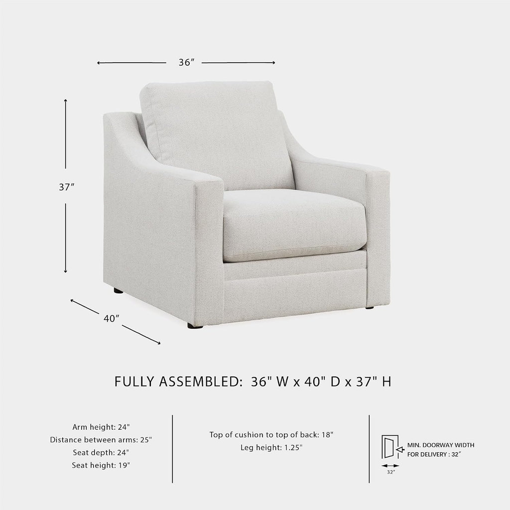 Signature Design by Ashley Maitelynn Contemporary Upholstered Chair with Non-Skid Legs, White