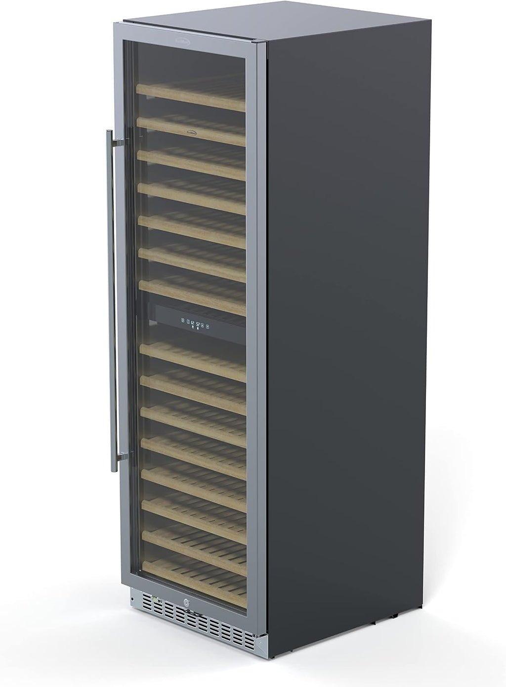 KoolMore 24' Inch 15.1 Cu.Ft. Dual Zone Wine Cooler Refrigerator, Freestanding or Built-In Unit, Stainless Steel Finish, Temperature Control, and Door Lock (KM-CW155DZ-SS), Silver, 155 Wine Bottles