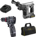 Durofix G12 Series RK12136-2-K7 12V Cordless 3/8' Hammer Drill Power Tool Combo Kit with Compact Rotary Hammer Drill 1.3J Impact Energy, 1 Battery & Charger