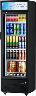 20.8''W Commercial Refrigerators, 11 Cu.ft. Glass Door Beverage Refrigerators Commercial Fridge Upright Display Cooler with Soft LED Light and Adjustable Shelves for Restaurant Grocery Stores