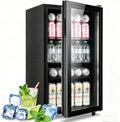 WANAI Beverage Refrigerator and Cooler with Glass Door - 120 Cans Capacity, 3.5 Cu.ft Small Beer Fridge for Drinks, Soda, Wine - Mini Cooler with 7 Adjustable Temperature Control