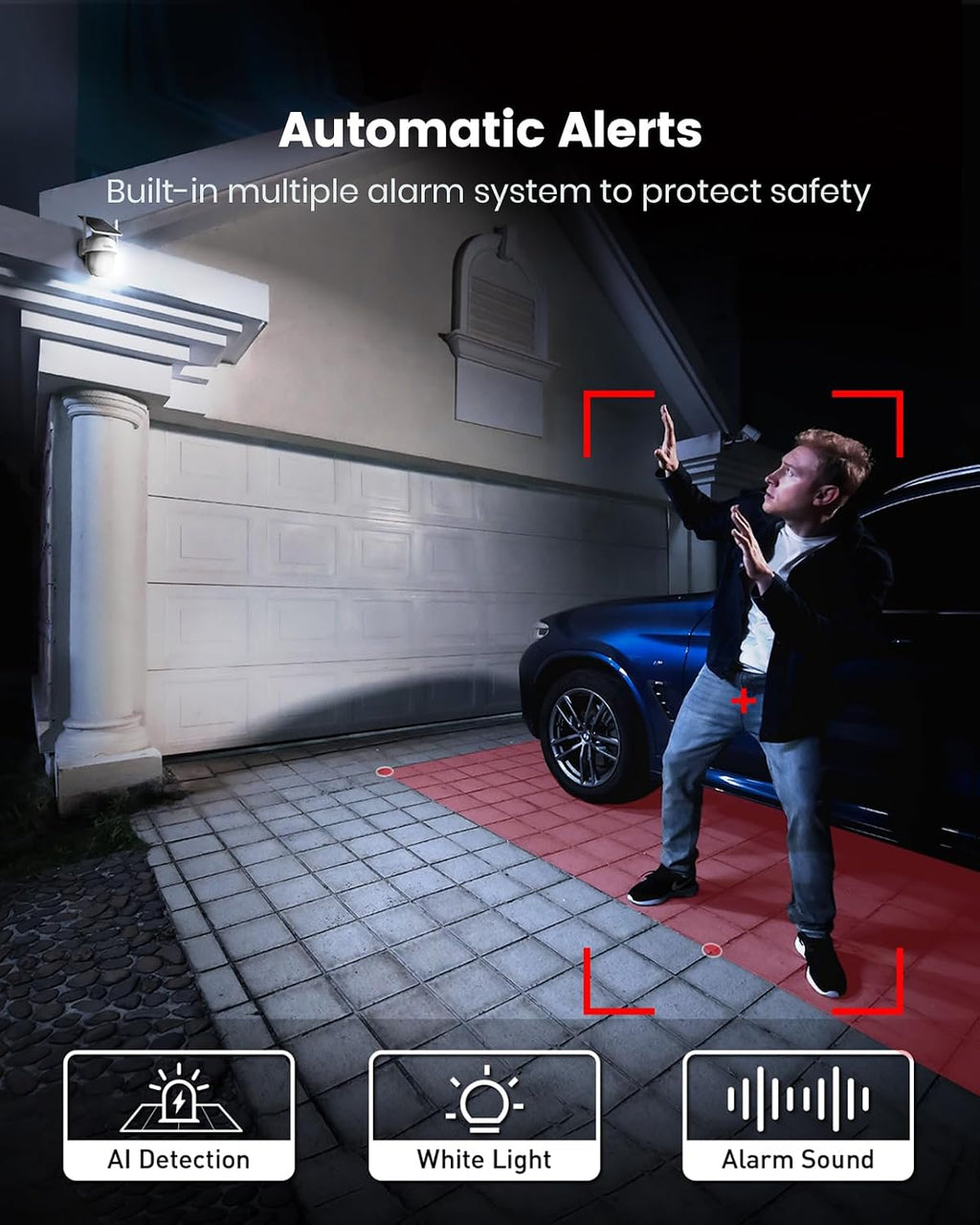 aosu Solar Camera Outdoor Wireless - 100% Wire-Free Outdoor Security Camera Wireless with Fixed Solar Panel,360° Panoramic View, Human Auto Tracking, 2K Color Night Vision