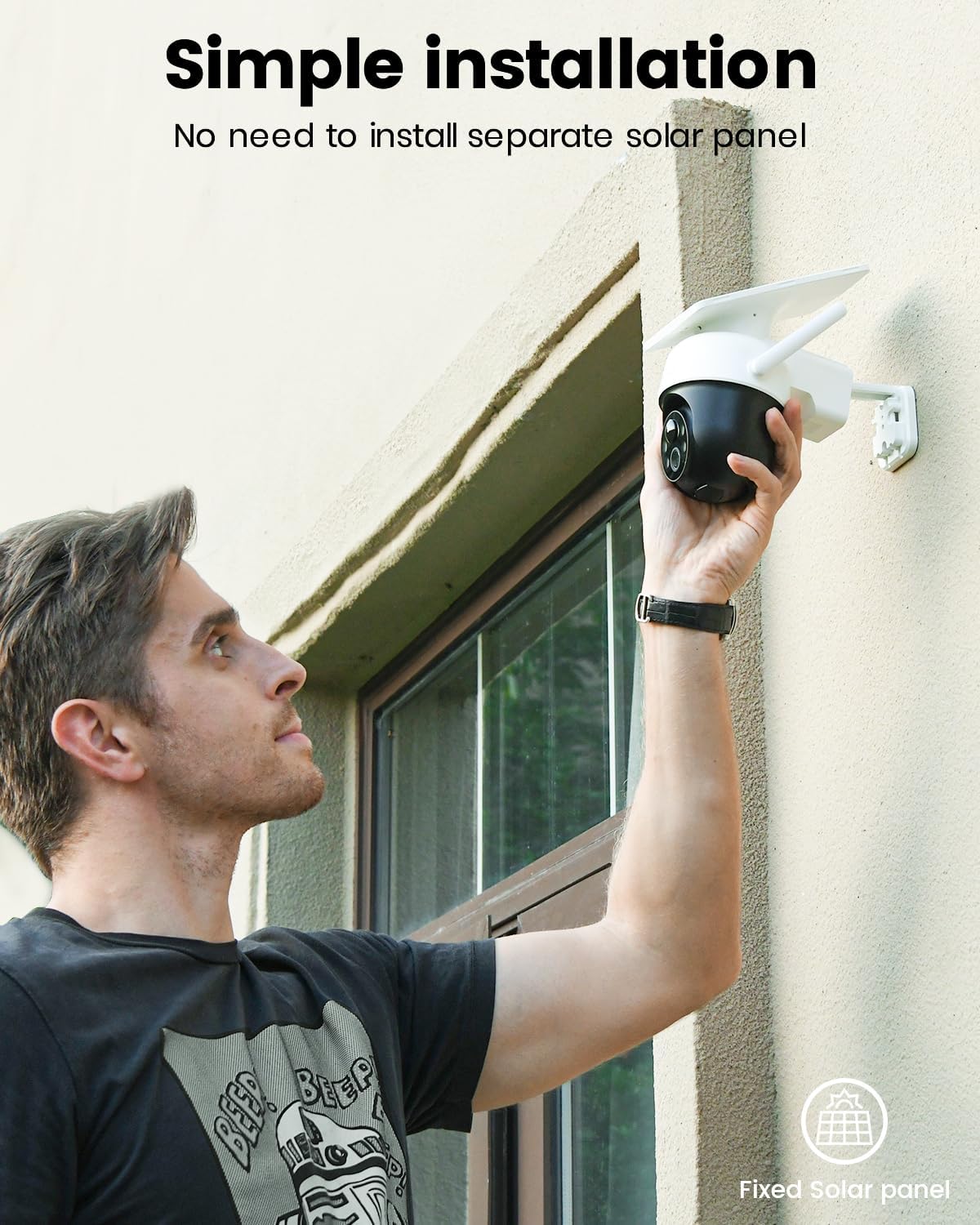 aosu Solar Camera Outdoor Wireless - 100% Wire-Free Outdoor Security Camera Wireless with Fixed Solar Panel,360° Panoramic View, Human Auto Tracking, 2K Color Night Vision