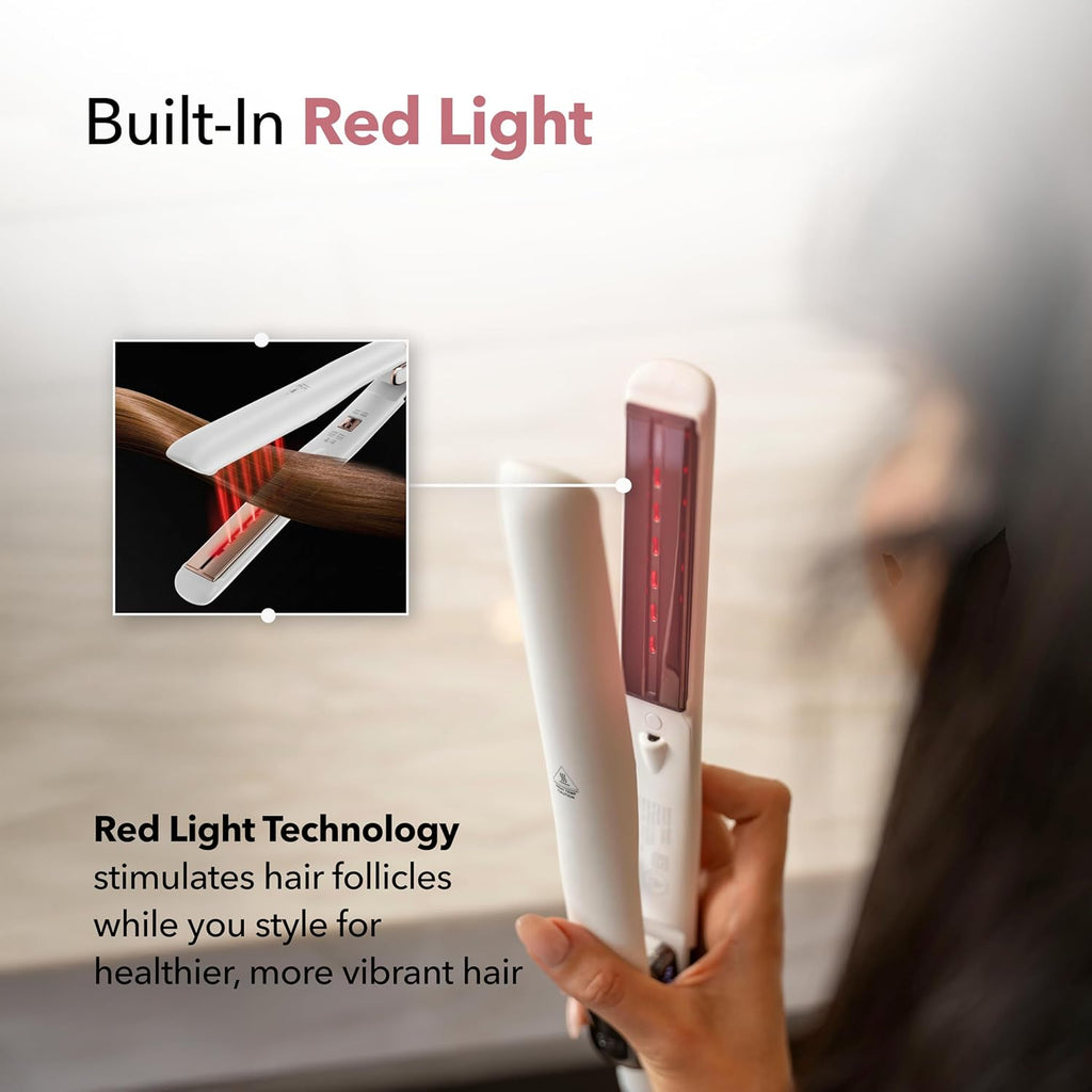 SRILabs StyleQ Flat Iron Hair Straightener — Red Light Therapy, Titanium Plates, Graphene Technology, Negative Ions | 12 Heat Settings | Frizz-Free Results for All Hair Types