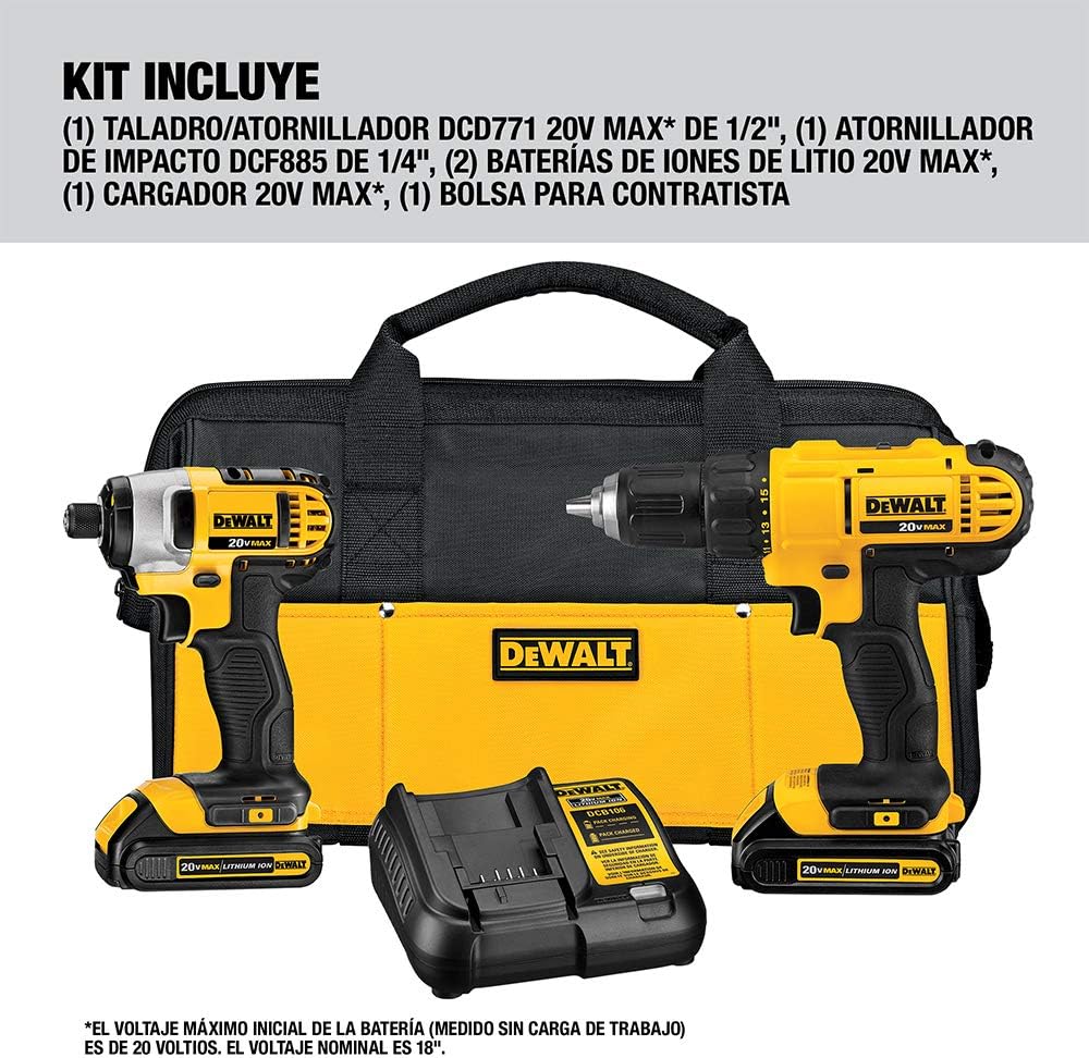 DEWALT Mechanics Tool Set, Drill/Driver & Impact Driver Combo Kit (DCK240C2)
