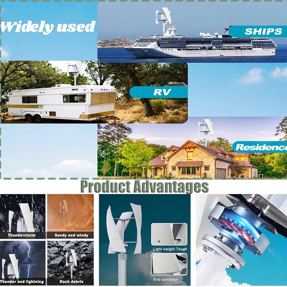 3000W Windmill Wind Turbine Generator,12V 24V 48V Complete Power Supply System Kit Electric Generator Free Energy Home Appliance(with Inverter)