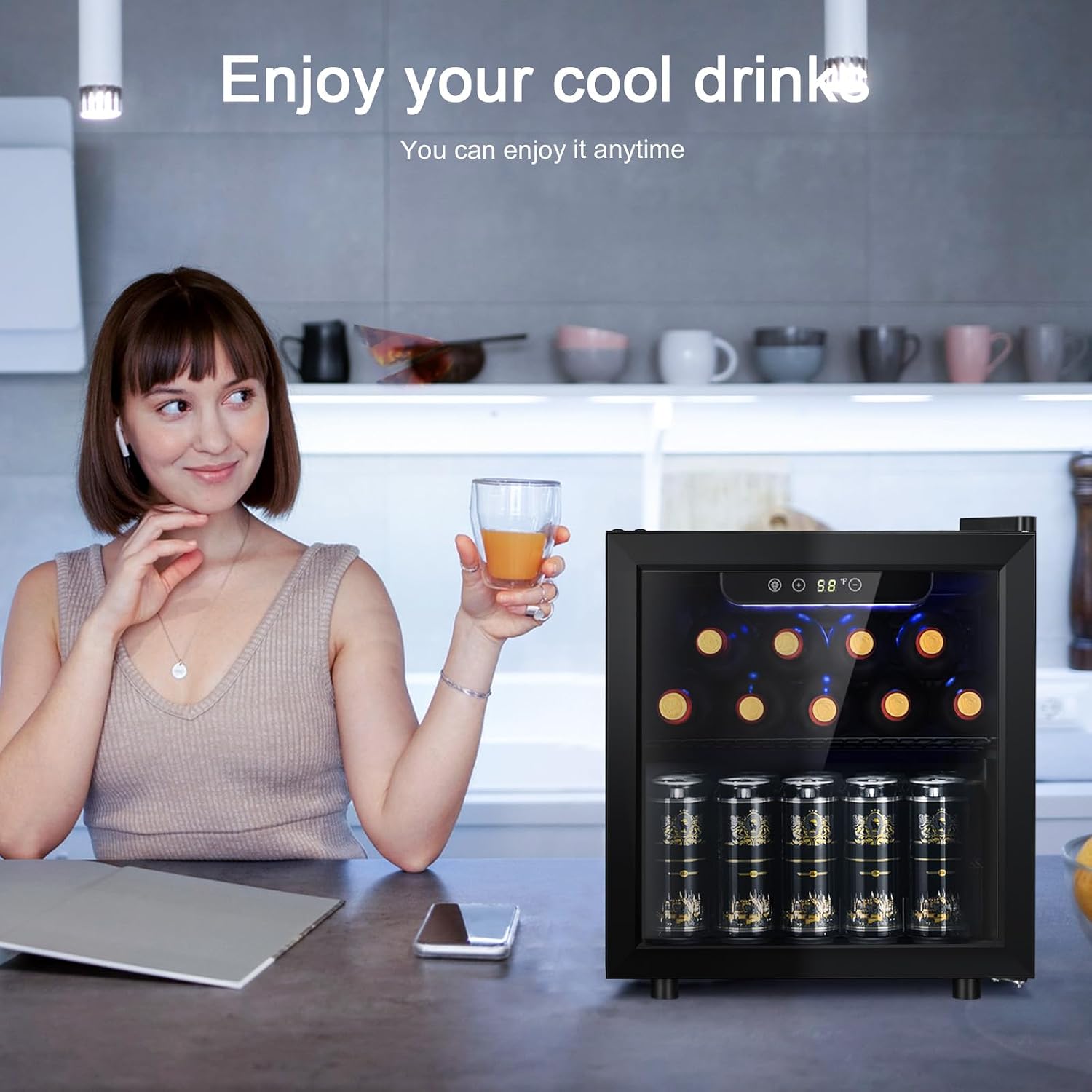 Antarctic Star 12 Bottle/48 Can Mini Fridge Cooler - Beverage Refrigerator Glass Door for Beer Soda Wine, Small Drink Dispenser Clear Front Removable for Home, Office Bar (1.3cu.ft)